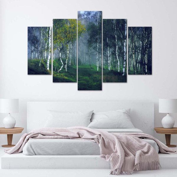 Union Rustic Leinwandbild Birch Forest In Fog Landscape Wayfair De